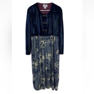 Vintage Ed Michaels by Melanie Drucker Sz 14 velvet metal clasp bodice Dress